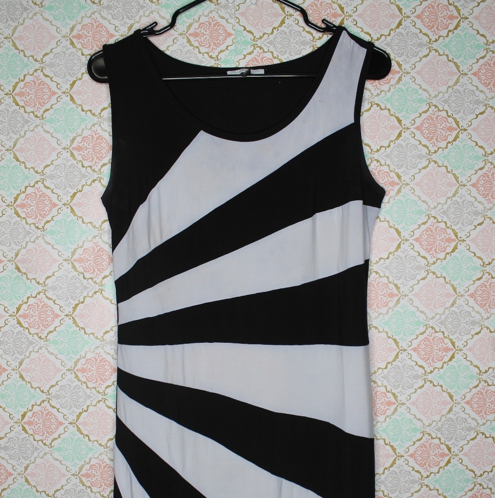 New York & Co Black and White Silk Maxi Dress